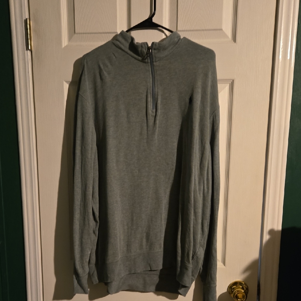 Polo Ralph Lauren Men's Light Gray/Olive Quarter Zip-Up XL